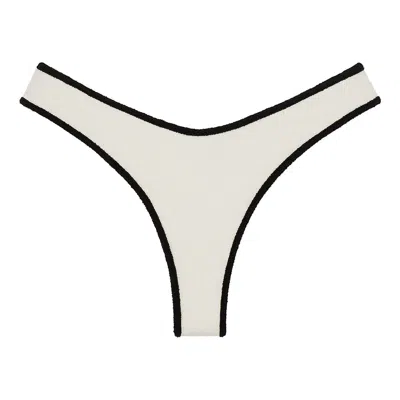 Montce Swim Women's Black / White Cream Black Binded Terry Rib Lulu Bikini Bottom In Black/white