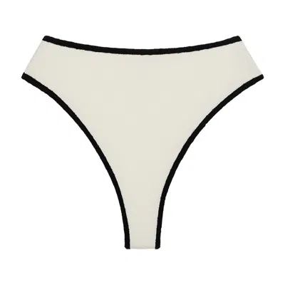 MONTCE SWIM WOMEN'S BLACK / WHITE CREAM BLACK BINDED TERRY RIB PAULA BIKINI BOTTOM