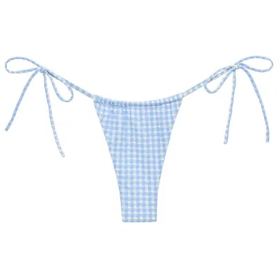Montce Women's Blue Peri Micro Gingham Brasil Tie-up Bikini Bottom