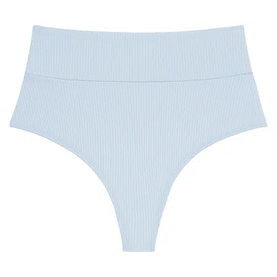 Montce Swim Women's Blue Peri Rib Added Coverage High Rise Bikini Bottom