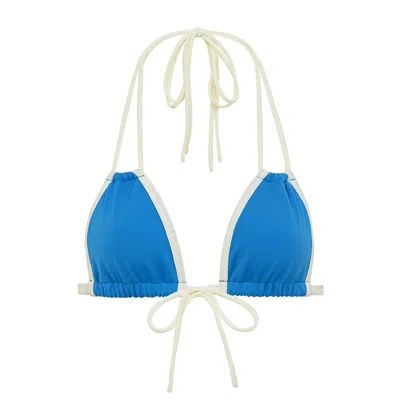 Montce Swim Women's Blue / White Asul Cream Binded Euro Bow Bikini Top