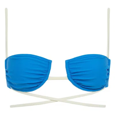 Montce Swim Women's Blue / White Asul Cream Binded Simone Bikini Top In Blue/white