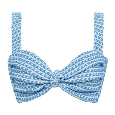 Montce Swim Women's Blue / White Wave Repeat Hayden Bikini Top In Blue/white