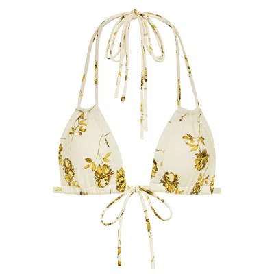 Montce Swim Women's Gold / Black / White Gold Filigree Euro Bow Bikini Top In Neutral