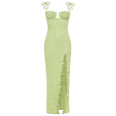 Montce Swim Women's Green Avo Floral Petal Long Slip Dress