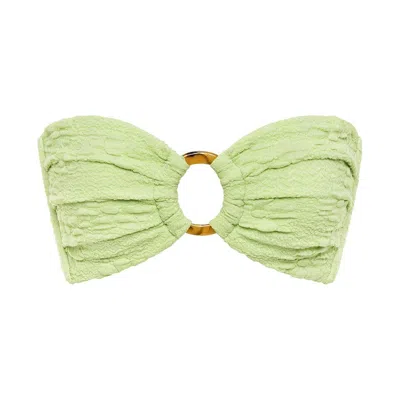 Montce Swim Women's Green Avo Floral Tori Ties Bandeau Bikini Top