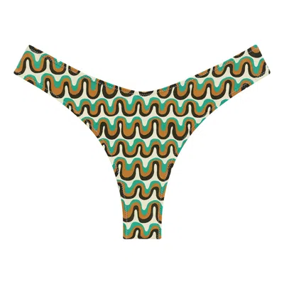 Montce Women's Green / Black Groovy Lulu Zig-zag Stitch Bikini Bottom In Green/black