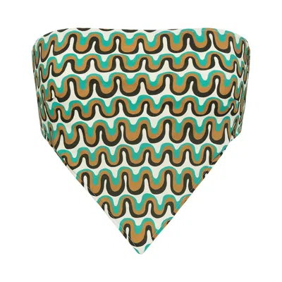 Montce Swim Women's Green / Blue / Brown Groovy Scarf Bikini Top In Green/blue/brown
