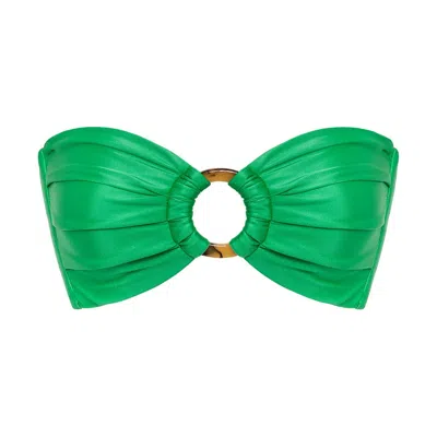 Montce Emerald Shimmer Tori Ties Bandeau Bikini Top In Green