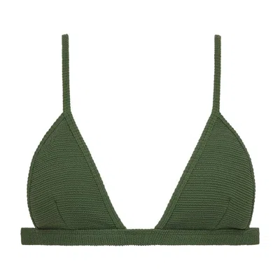 Montce Olive Micro Scrunch Hunter Triangle Bikini Top In Green