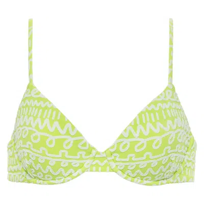 Montce Swim Women's Green / White Lime Icing Dainty Bikini Top In Green/white
