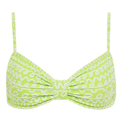 Montce Swim Women's Green / White Lime Icing Devin Bikini Top In Green/white