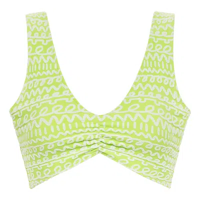 Montce Swim Women's Green / White Lime Icing Kim Variation Top In Green/white