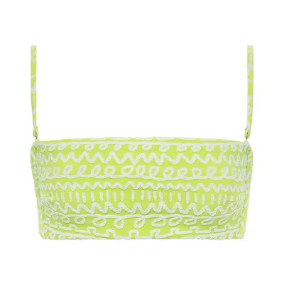 Montce Swim Women's Green / White Lime Icing Summer Bikini Top In Green/white