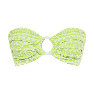 Montce Swim Women's Green / White Lime Icing Tori Ties Bandeau Bikini Top In Green/white