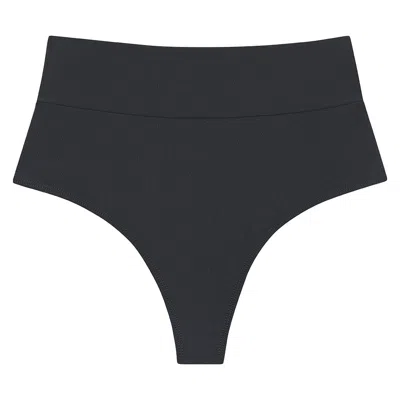 Montce Swim Women's Grey Charcoal Added Coverage High Rise Bikini Bottom