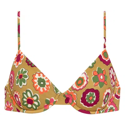 Montce Swim Women's Mazzy Floral Dainty Bikini Top In Brown