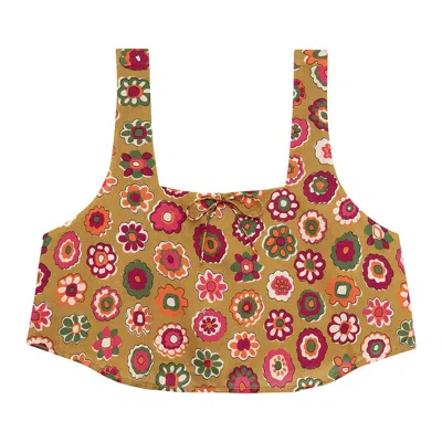Montce Swim Women's Mazzy Floral Silk Square Neck Crop Top In Multi