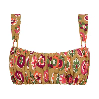 Montce Swim Women's Mazzy Floral Victoria Bikini Top In Yellow
