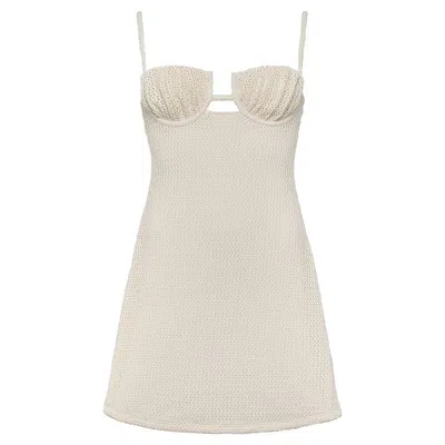 Montce Women's Neutrals Bone Crochet Petal Short Slip Dress