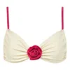 Montce Swim Women's Neutrals Cream Raspberry Binded Devin Rosa Bikini Top In White