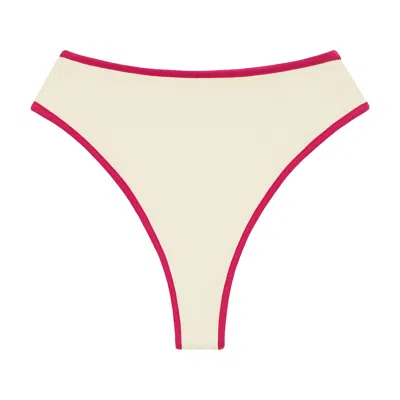Montce Swim Women's Neutrals Cream Raspberry Binded Paula Bikini Bottom In White
