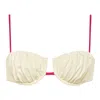 Montce Swim Women's Neutrals Cream Raspberry Binded Petal Bikini Top In White