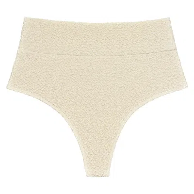 Montce Women's Neutrals Oat Texture Added Coverage High Rise Bikini Bottom