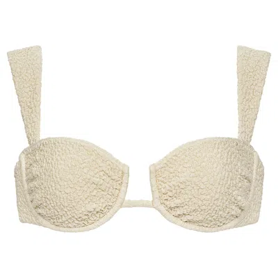 Montce Swim Women's Neutrals Oat Texture Dita Bikini Top In White
