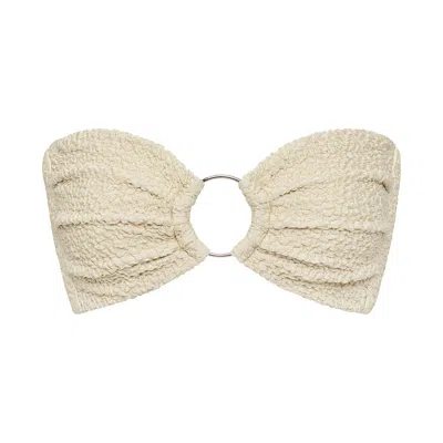Montce Swim Women's Neutrals Oat Texture Tori Ties Bandeau Bikini Top