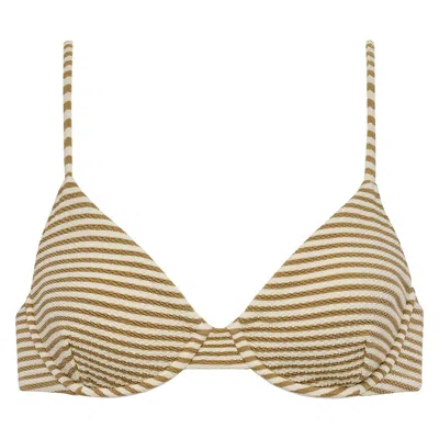 Montce Swim Women's Neutrals / White Neutral Stripe Dainty Bikini Top