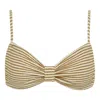 Montce Neutral Stripe Devin Bikini Top In White