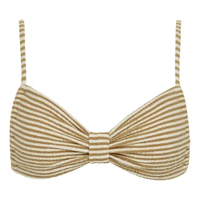 Montce Swim Women's Neutrals / White Neutral Stripe Devin Bikini Top