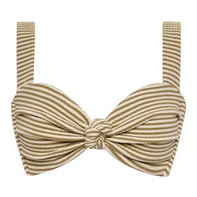 Montce Swim Women's Neutrals / White Neutral Stripe Hayden Bikini Top