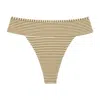 Montce Swim Women's Neutrals / White Neutral Stripe Tamarindo Binded Bikini Bottom In White