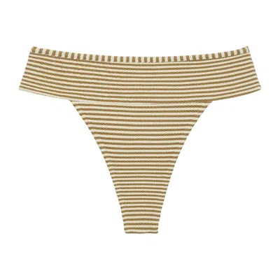 Montce Swim Women's Neutrals / White Neutral Stripe Tamarindo Binded Bikini Bottom