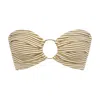 Montce Swim Women's Neutrals / White Neutral Stripe Tori Ties Bandeau Bikini Top In White