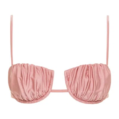 Montce Petal Underwire Bikini Top In Satin Rose In Pink