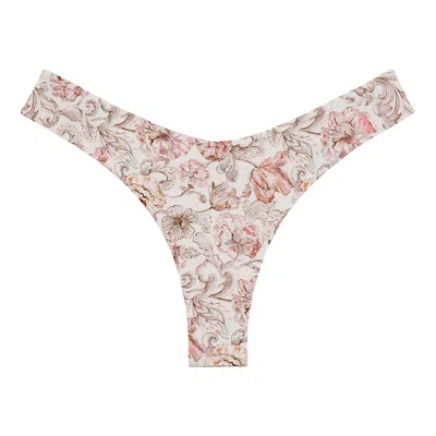 Montce Women's Pink / Purple / White Venecia Floral Lulu Zig-zag Stitch Bikini Bottom In Pink/purple/white