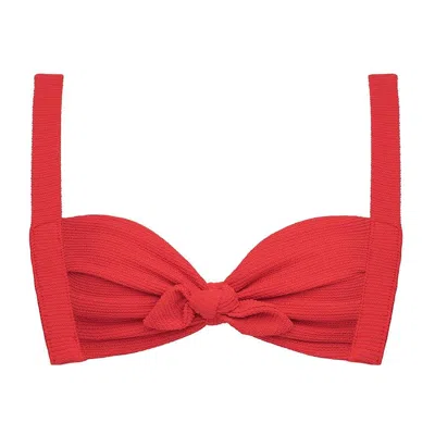 Montce Swim Women's Red Crimson Micro Scrunch Kayla Bikini Top