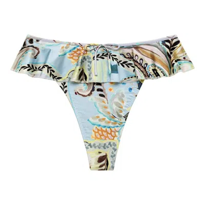 Montce Swim Women's St. Barths Floral Tamarindo Ruffle Bikini Bottom In Green