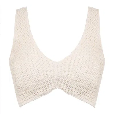 Montce Swim Women's White Bone Crochet Kim Variation Bikini Top