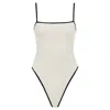 Montce Swim Women's White Cream Black Binded Terry Rib Jacelyn One-piece In White