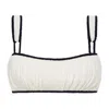 Montce Women's White Cream Black Binded Terry Rib Victoria Bikini Top In White