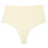 Montce Swim Women's White Cream Rib Added Coverage High Rise Bikini Bottom In White