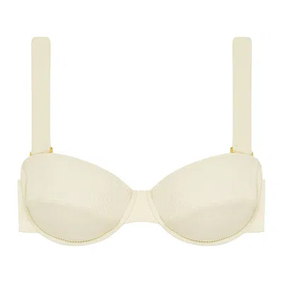 Montce Swim Women's White Cream Rib Bustier Bikini Top