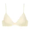 Montce Women's White Cream Rib Dainty Bikini Top In White