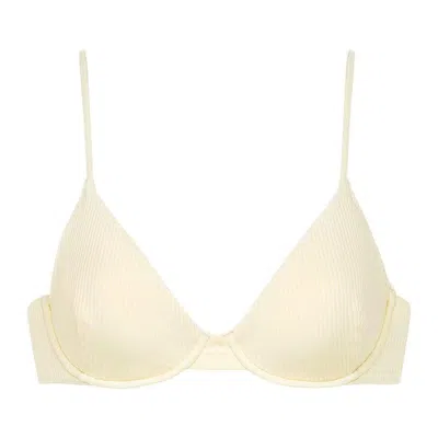 Montce Swim Women's White Cream Rib Dainty Bikini Top