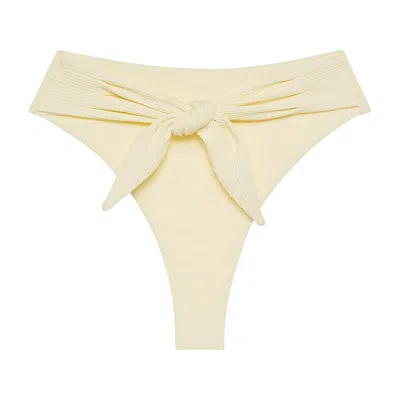Montce Swim Women's White Cream Rib Paula Tie-up Bikini Bottom