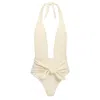 Montce Women's White Cream Rib Tropez Tie-up One-piece In White